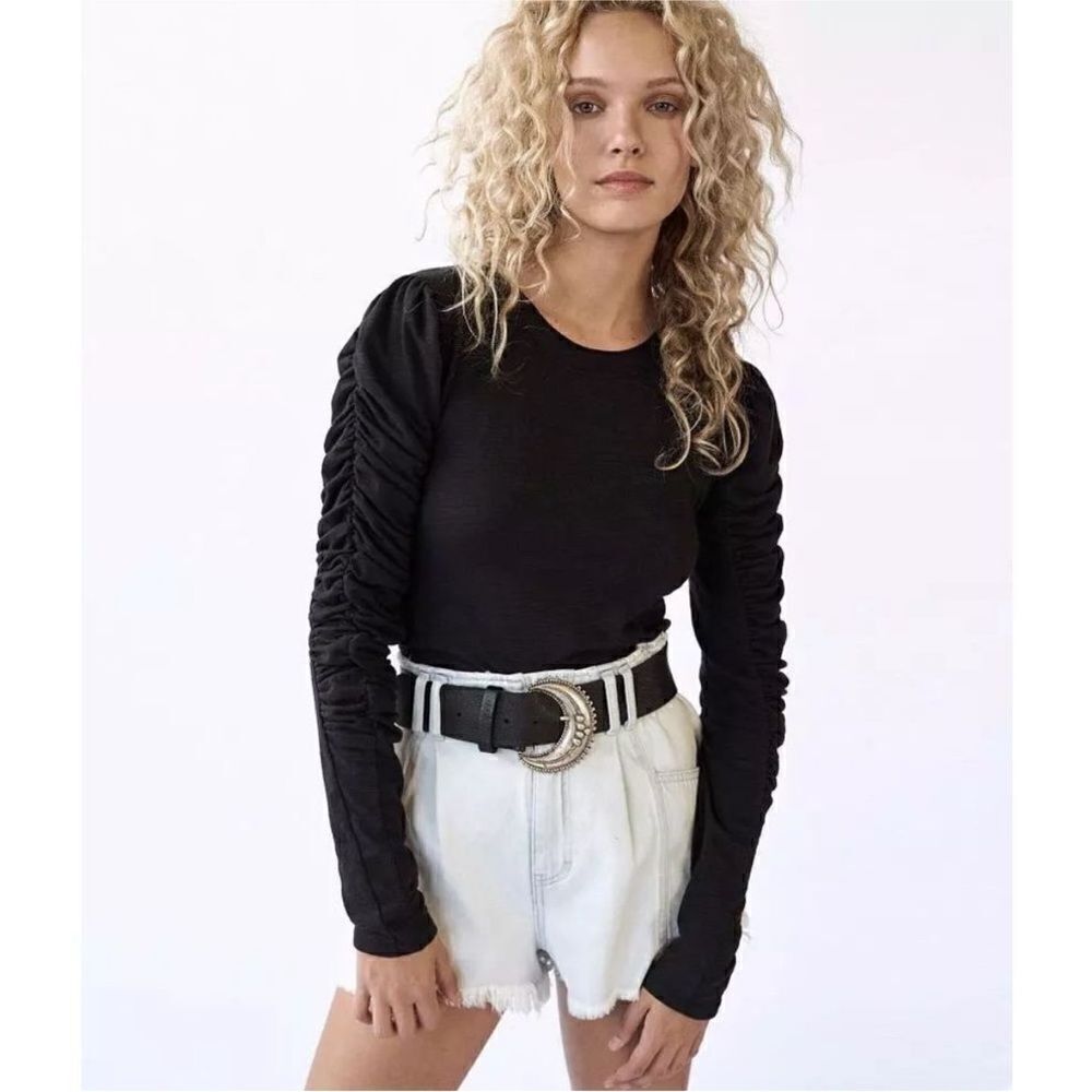 NWT Free People Natasha Tee Black-X7